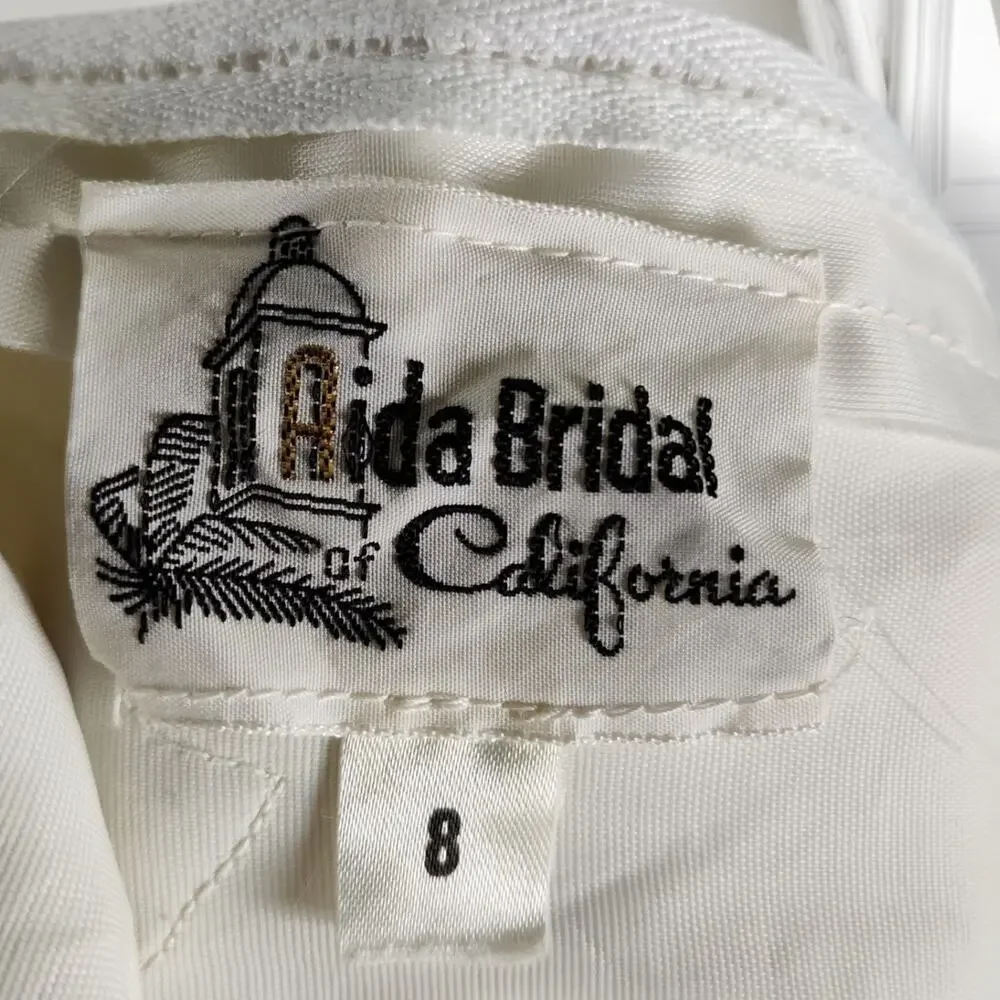 Vintage 60s Aida Bridal California Lace Beaded Wedding Gown Chiffon Size 2